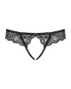 Кружевные танга с доступом Obsessive Contica crothchles thong L/XL, черные || 