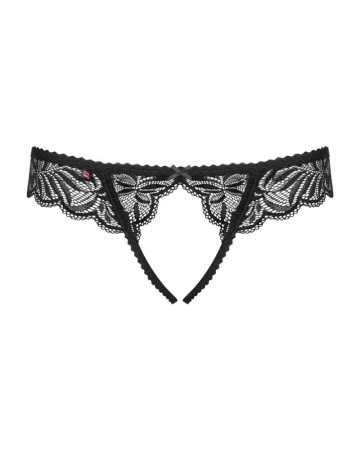 Кружевные танга с доступом Obsessive Contica crothchles thong L/XL, черные || 