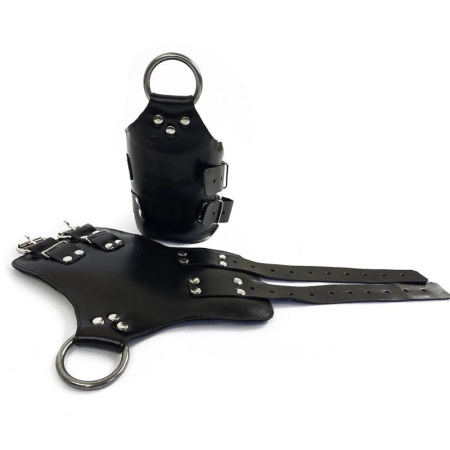 Манжеты для подвеса за руки Kinky Hand Cuffs For Suspension из натуральной кожи, цвет черный || 
