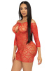 Платье-сетка с сердечками Leg Avenue Heart net mini dress Red, завязки, открытые плечи, one size || 