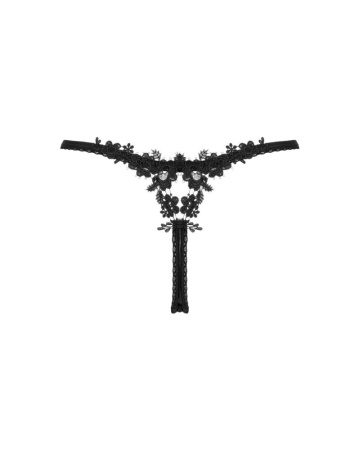 Прозрачные стринги с кружевом Obsessive Celia Noir thong XL/2XL || 