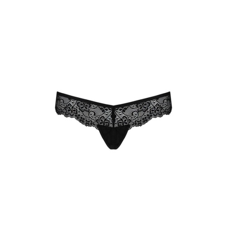 Кружевные трусики-танга с атласным бантиком Naja Thong black L/XL - Passion || 