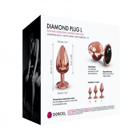 Металлическая анальная пробка с украшением в виде кристалла Dorcel - Diamond Plug Rose Gold L || 