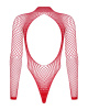 Сетчатый бодистокинг с длинным рукавом Obsessive B126 teddy red XL/XXL, красный || 