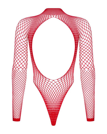 Сетчатый бодистокинг с длинным рукавом Obsessive B126 teddy red XL/XXL, красный || 