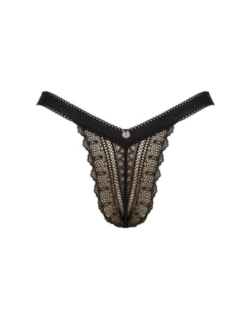 Кружевные трусики с заниженной талией Obsessive Estiqua panties XS/S, black || 