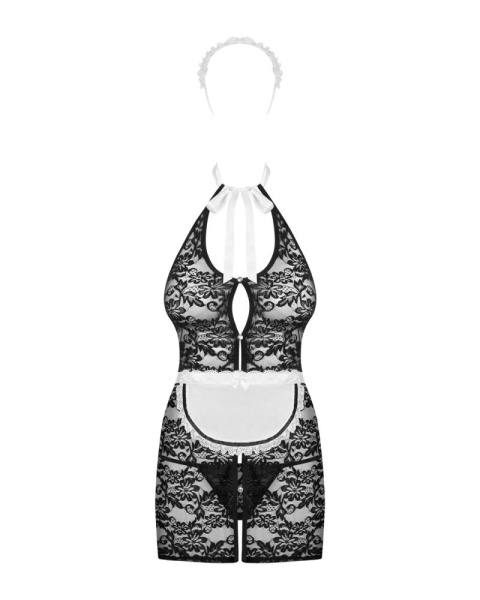 Эротический костюм горничной Obsessive Servgirl costume S/M, халат, стринги, фартук, обруч