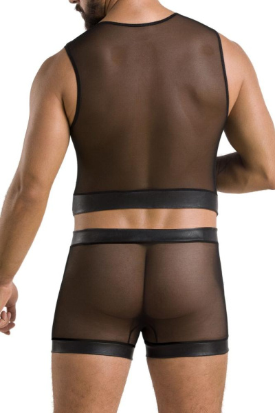 Комплект мужского белья на шнуровке Passion 053 Set William XXL/XXXL Black, жилет, боксеры