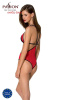 Полупрозрачное боди с кружевом Passion PEONIA BODY S/M red || 