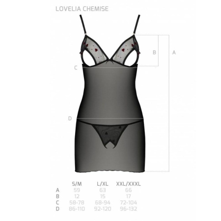 Сорочка с вырезами на груди + стринги LOVELIA CHEMISE black S/M - Passion || 