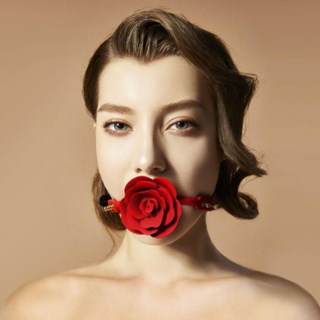 Роскошный кляп в виде розы Zalo - Rose Ball Gag, двойное использование || 