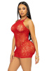Платье-сетка со стразами Leg Avenue Rhinestone halter mini dress Red, открытая спина, one size || 