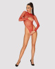 Сетчатый бодистокинг с длинным рукавом Obsessive B126 teddy red XL/XXL, красный || 