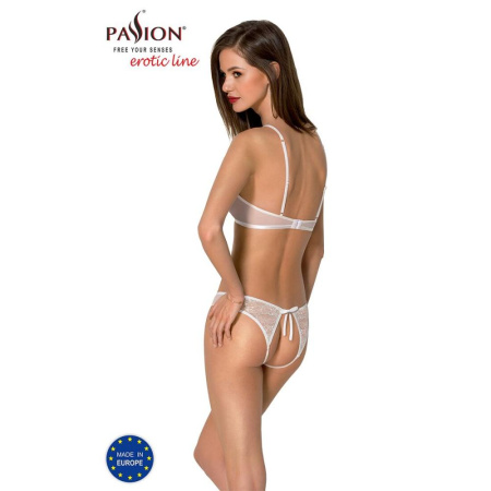 Комплект: бра, трусики с ажурным декором и открытым шагом Ursula Set white L/XL — Passion || 