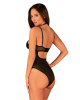 Прозрачное боди Obsessive Selinne teddy XS/S Black, мелкая сетка, двойные бретели || 