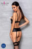 Корсет с открытой грудью Passion JANNIES CORSET L/XL black, стринги в наборе || 