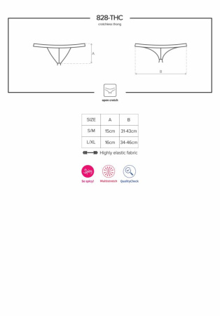 Кружевные танга с доступом Obsessive 828-THC-1 crotchless thong S/M, черные || 