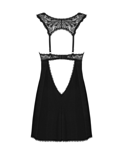 Сорочка бэби-долл с кружевом на груди Obsessive Donna Dream babydoll XS/S Black, стринги