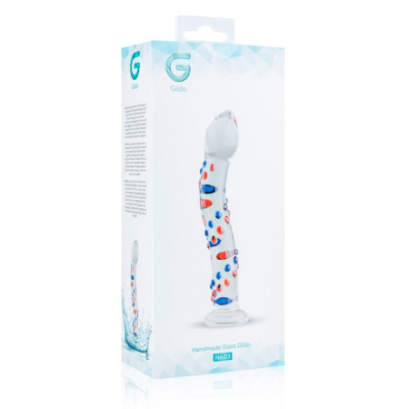 Стеклянный дилдо с изгибами и рисунком Gildo Glass Dildo No. 3 || 