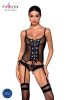 Корсет со шнуровкой Passion NESSY CORSET S/M black, стринги с открытым доступом, пажи для чулок