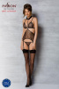 Корсет с открытой грудью Passion DOMINICA CORSET S/M black, пажи для чулок, стринги || 