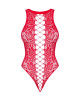 Ажурный бодистокинг с эффектом шнуровки Obsessive B120 teddy red S/M/L, красный || 