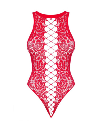 Ажурный бодистокинг с эффектом шнуровки Obsessive B120 teddy red S/M/L, красный || 