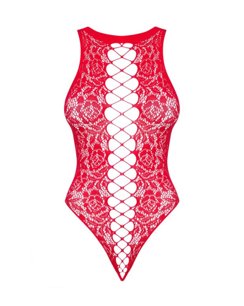 Ажурный бодистокинг с эффектом шнуровки Obsessive B120 teddy red S/M/L, красный