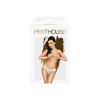 Трусики-бикини Penthouse Catch Me S/M White, кружево, узкие ремешки, вырезы на ягодицах, бантик || 