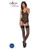 Корсет с пажами, трусики с ажурным декором и открытым шагом Ursula Corset black XXL/XXXL — Passion || 