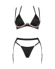 Комплект белья Obsessive Selinne 3-pcs set M/L Black, бюстгальтер, стринги пояс для чулок || 