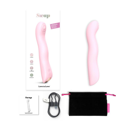 Вибратор Love To Love SWAP - BABY PINK, с пульсирующей жемчужиной для точки G, 3 мотора, гнется || 