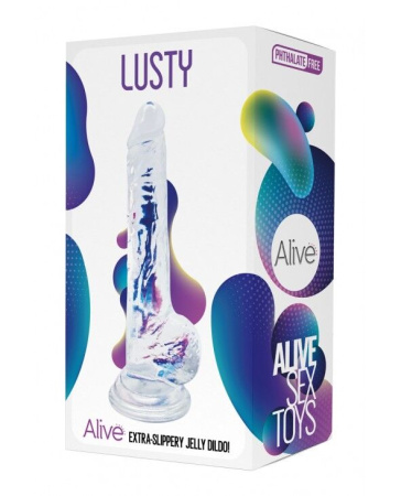 Прозрачный фаллоимитатор Alive Jelly Dildo Lusty, ТПЕ, присоска, диаметр 3,2см, длина 18см || 