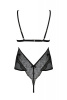 Боди Passion Amberly Body 6XL/7XL black, ассиметричный крой, кружевной лиф, золотая нить || 