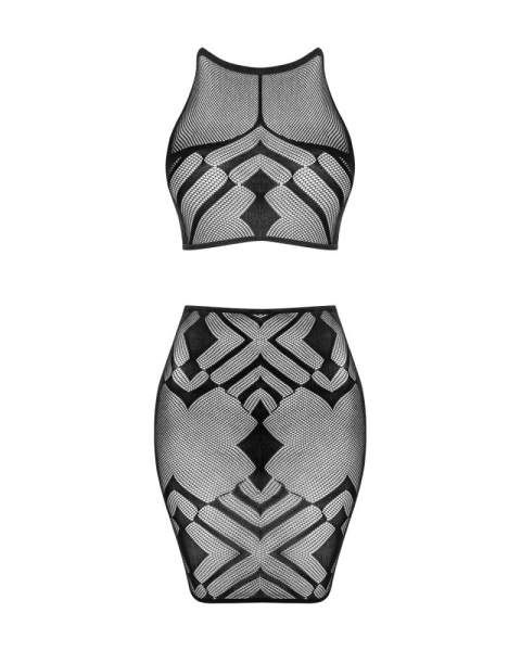 Эротичный полупрозрачный комплект Obsessive K101 top & skirt S/M/L, топ, юбка