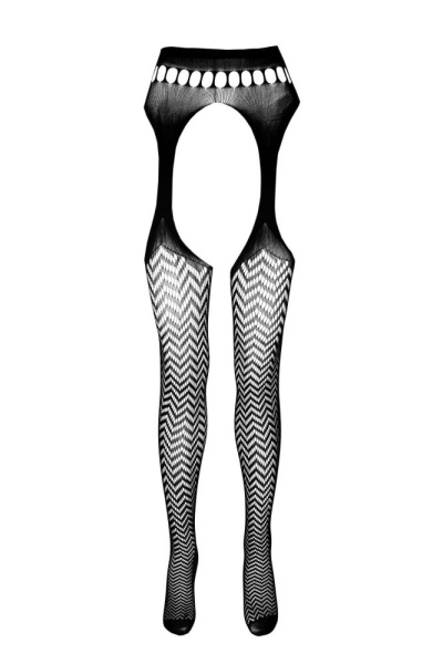 Эротические колготки-бодистокинг Passion ECO S002 black, с доступом, геометрическое плетение