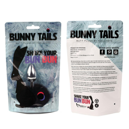 Анальная пробка FeelzToys - Bunny Tails Butt Plug Black || 