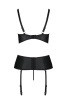Корсет с открытой грудью Passion JANNIES CORSET L/XL black, стринги в наборе || 