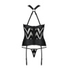 Сетчатый комплект с узором: корсет с халтером, подвязки, трусики Hima Corset black XXL/XXXL - Passio || 
