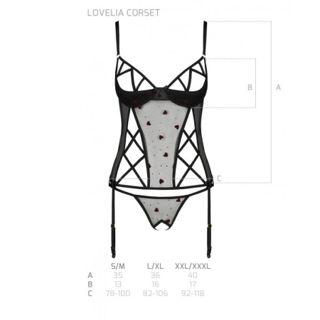 Корсет с подвязками + стринги LOVELIA CORSET black L/XL - Passion || 