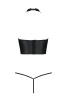 Комплект белья с открытой грудью Passion GENEVIA SET WITH OPEN BRA S/M black, корсет, стринги || 