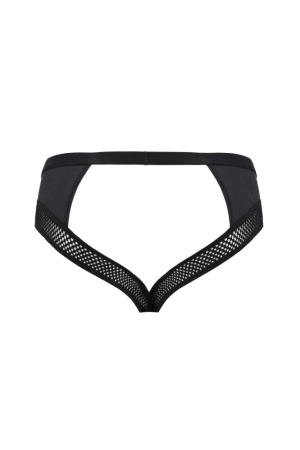 Мужские трусы с цепочкой Passion 030 Slip Tom XXL/XXXL Black, экокожа, открытые ягодицы || 