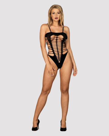 Бодистокинг с поперечными вырезами Obsessive B122 teddy S/M/L, черный || 