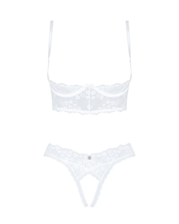 Эротический комплект Obsessive Heavenlly 2-pcs cupless set XS/S, открытая грудь, с доступом || 
