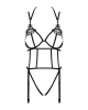 Боди из стреп с доступом Obsessive Badossa crotchless teddy S/M, черный || 