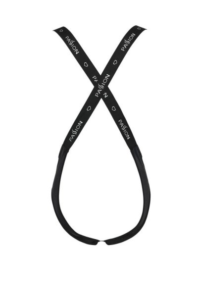 Мужское открытое боди Passion 027 Bruno XXL/XXXL Black, под латекс, на лямках