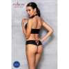 Комплект из эко-кожи Nancy Bikini black XXL/XXXL - Passion, бра и трусики с имитацией шнуровки || 