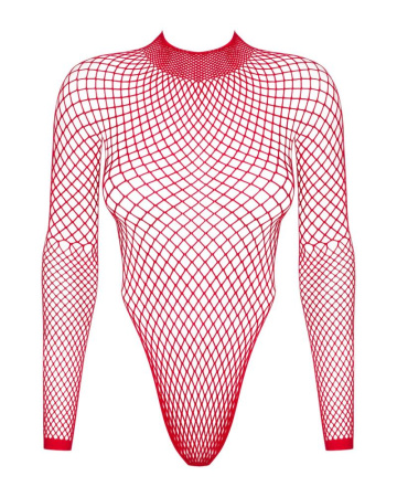 Сетчатый бодистокинг с длинным рукавом Obsessive B126 teddy red XL/XXL, красный || 