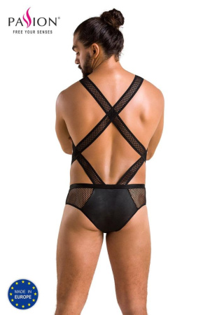 Мужское эротическое сетчатое боди Passion 045 Victor S/M Black, экокожа, сетка || 
