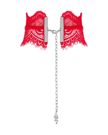 Широкий кружевной чокер Obsessive Bergamore choker, red || 